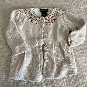 Cynthia Rowley Knit Kids Cardigan with Floral Collar